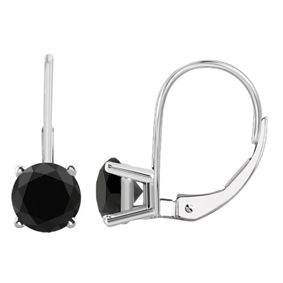 1.50 Cttw Leverback Natural Black Diamond Earrings - Picture 5 of 12